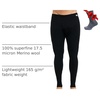 100% Merino Wool Base Layer Mens Pants – Thermal Underwear Long Johns(165 Black)