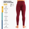 100% Merino Wool Base Layer Mens Pants – Thermal Underwear Long Johns(165 Burgundy)