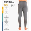 100% Merino Wool Base Layer Mens Pants – Thermal Underwear Long Johns(165 Perfect Grey)