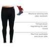 100% Merino Wool Base Layer Mens Pants – Thermal Underwear Long Johns(.Black 250)