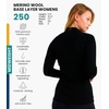 100% Merino Wool Quarter Zip Sweater Women – Thermal Base Layer with Socks(. 250 Black)