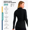 100% Merino Wool Quarter Zip Sweater Women – Thermal Base Layer with Socks(. 250 Charcoal Grey)