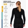 100% Merino Wool Quarter Zip Sweater Women – Thermal Base Layer with Socks(165 Black)