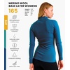 100% Merino Wool Quarter Zip Sweater Women – Thermal Base Layer with Socks(165 Denim Blue)