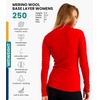 100% Merino Wool Quarter Zip Sweater Women – Thermal Base Layer with Socks(250 Cherry Red)