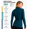 100% Merino Wool Quarter Zip Sweater Women – Thermal Base Layer with Socks(250 Deep Teal)
