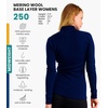 100% Merino Wool Quarter Zip Sweater Women – Thermal Base Layer with Socks(250 Navy)