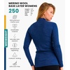 100% Merino Wool Quarter Zip Sweater Women – Thermal Base Layer with Socks(250 Windsor Blue)