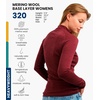 100% Merino Wool Quarter Zip Sweater Women – Thermal Base Layer with Socks(320 Burgundy)
