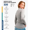 100% Merino Wool Quarter Zip Sweater Women – Thermal Base Layer with Socks(320 Heather Grey)