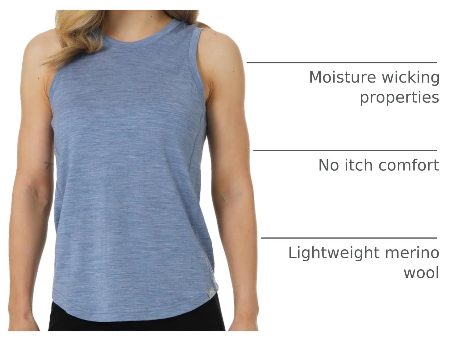 image:image100 Merino Wool Tank Top Women Active Sleeveless Undershirt Base LayerH Deep Blue