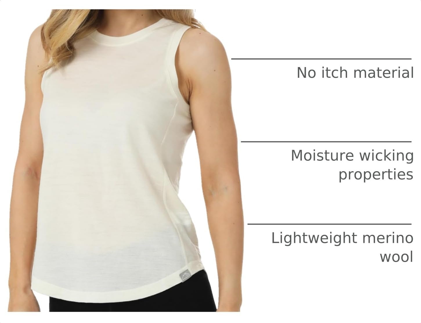 image:image100 Merino Wool Tank Top Women Active Sleeveless Undershirt Base LayerH Off White