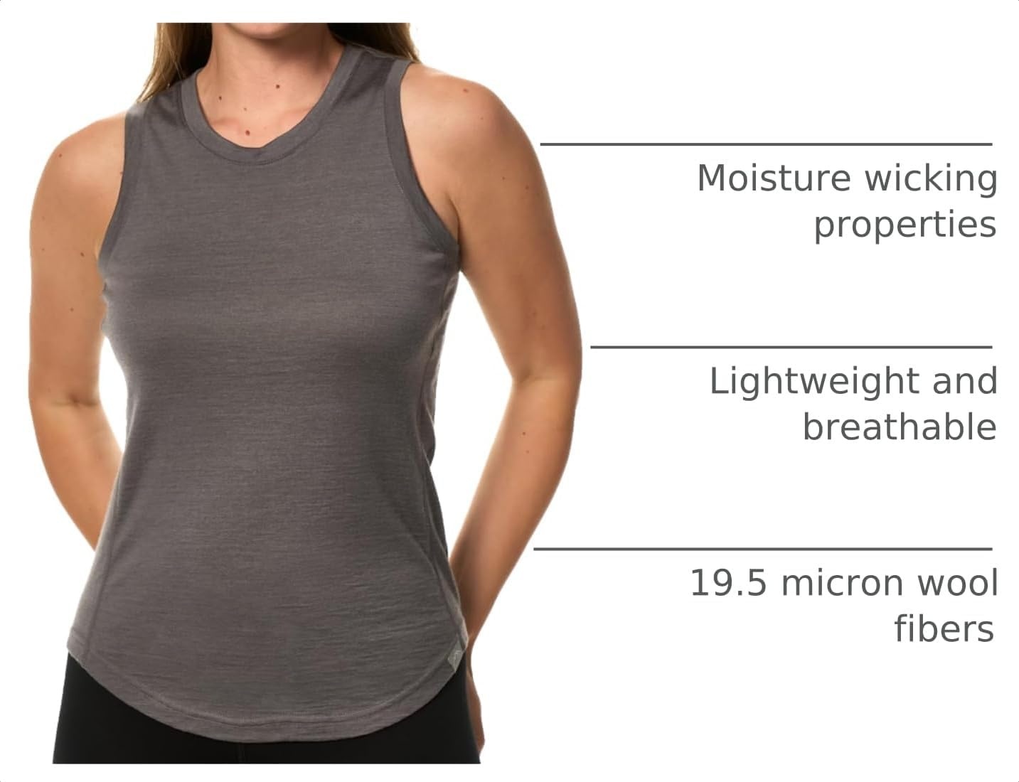 image:image100 Merino Wool Tank Top Women Active Sleeveless Undershirt Base LayerH Perfect Grey