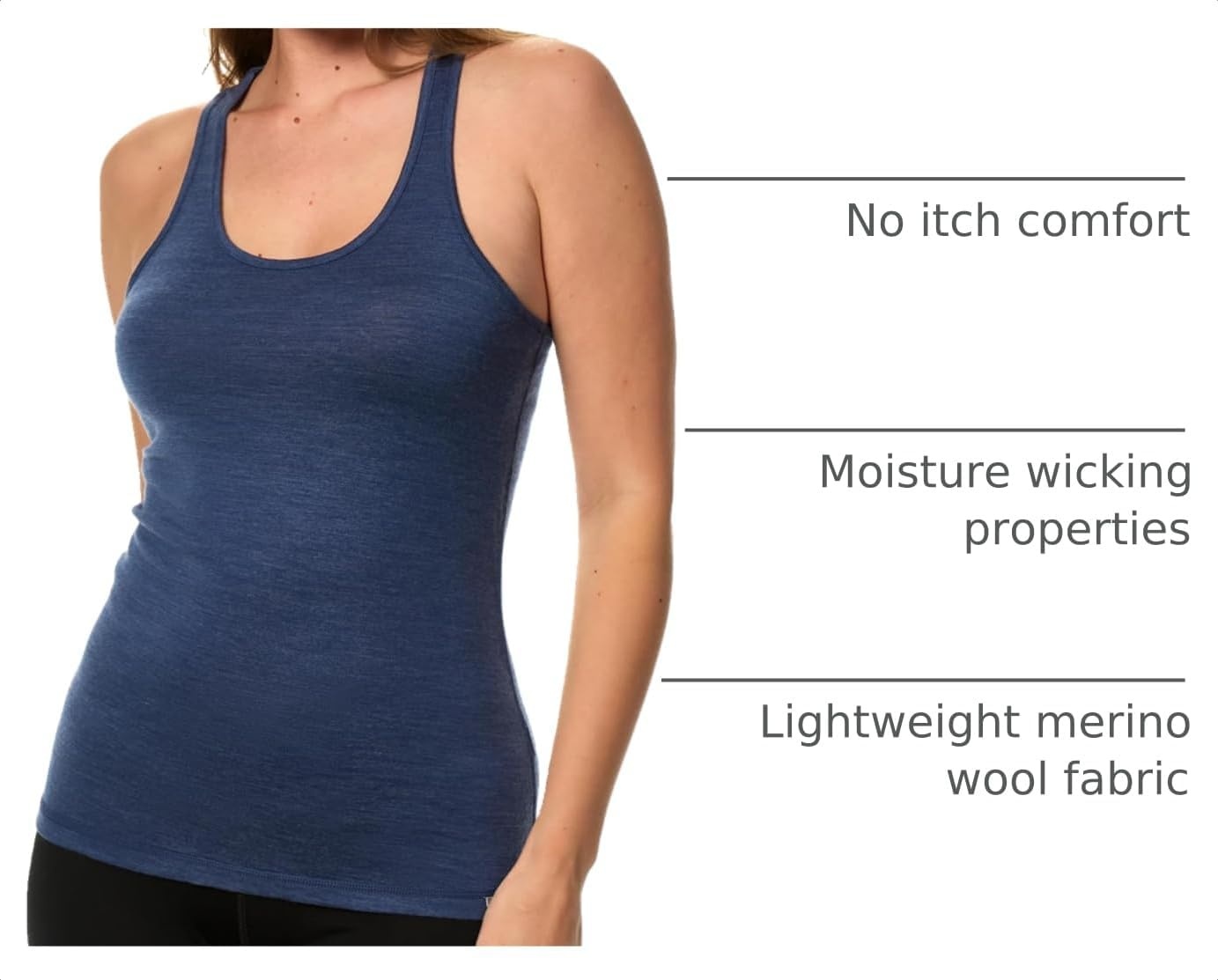 image:image100 Merino Wool Tank Top Women Active Sleeveless Undershirt Base LayerR Windsor Blue