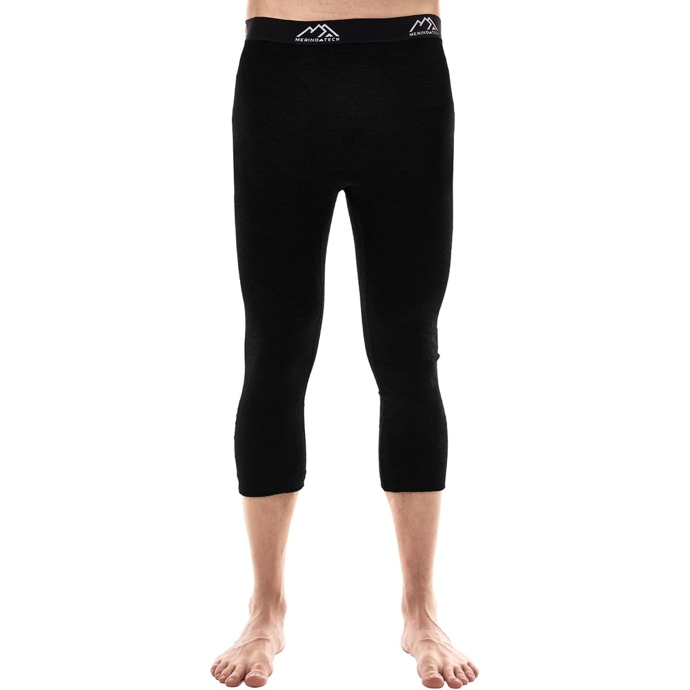 image:image100 Merino Wool Base Layer Mens Long Johns Thermal Underwear Bottoms200 Black 34 Length