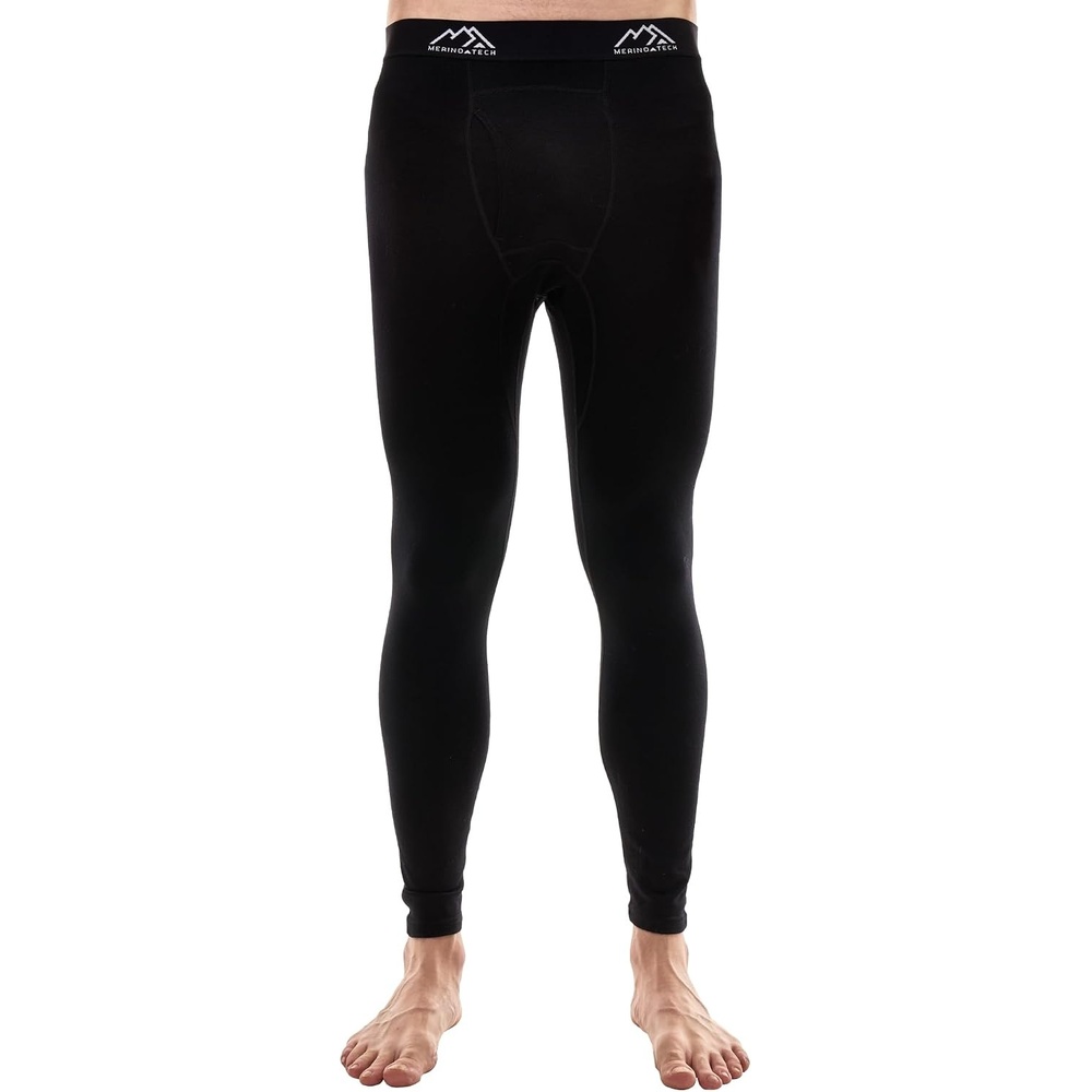 image:image100 Merino Wool Base Layer Mens Long Johns Thermal Underwear Bottoms200 Black