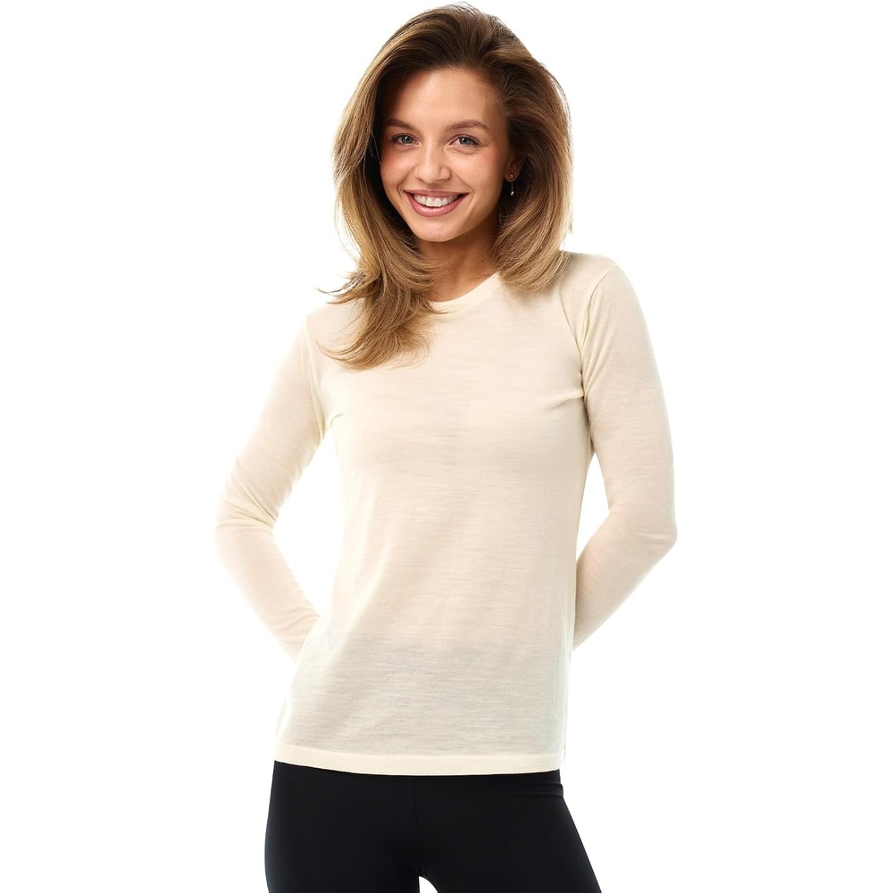 image:image100 Merino Wool Base Layer Women Thermal Merino Wool Shirt WomenC 190 Creamy