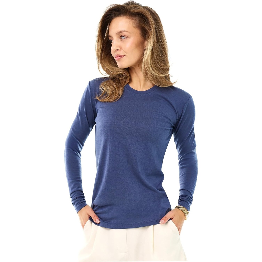 image:image100 Merino Wool Base Layer Women Thermal Merino Wool Shirt WomenC 190 Dark Blue