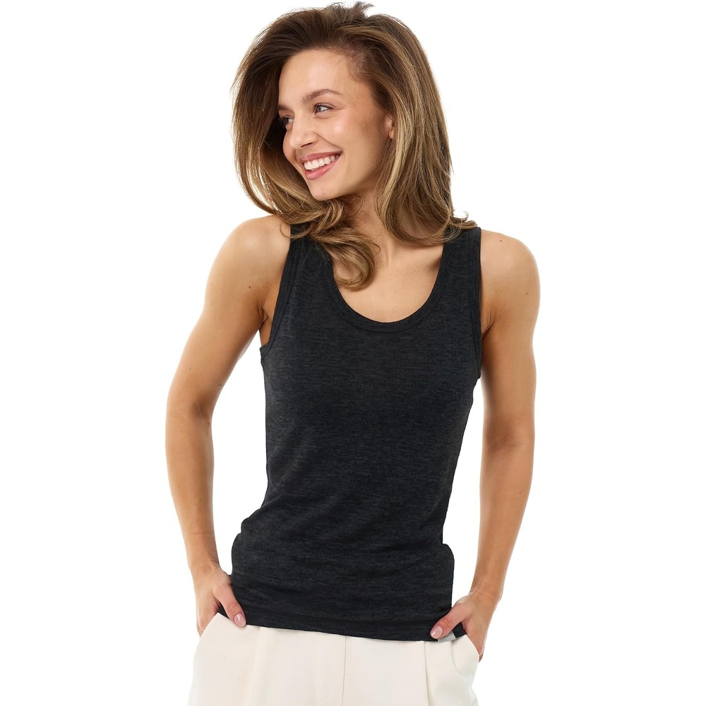 image:image100 Merino Wool Tank Top Women Active Sleeveless Undershirt Base LayerB Charcoal
