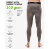 100% Merino Wool Base Layer Mens Long Johns – Thermal Underwear Bottoms(200 Grey Melange)