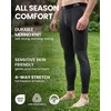 100% Merino Wool Base Layer Mens Long Johns – Thermal Underwear Bottoms(200 Grey Melange)