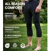 100% Merino Wool Base Layer Mens Long Johns – Thermal Underwear Bottoms(200 Heathered Black 3/4 Length)