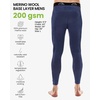 100% Merino Wool Base Layer Mens Long Johns – Thermal Underwear Bottoms(200 Windsor Blue)