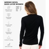 100% Merino Wool Base Layer Women – Thermal Merino Wool Shirt Women(C: 190 Black)