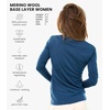 100% Merino Wool Base Layer Women – Thermal Merino Wool Shirt Women(C: 190 Denim)
