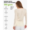 100% Merino Wool Base Layer Women – Thermal Merino Wool Shirt Women(S: 190 Creamy)
