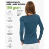 100% Merino Wool Base Layer Women – Thermal Merino Wool Shirt Women(S: 190 Denim)