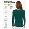 100% Merino Wool Base Layer Women – Thermal Merino Wool Shirt Women(S: 190 Forest Green)