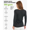 100% Merino Wool Base Layer Women – Thermal Merino Wool Shirt Women(S: 190 Heathered Black)
