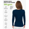 100% Merino Wool Base Layer Women – Thermal Merino Wool Shirt Women(S: 190 Navy)