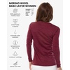 100% Merino Wool Base Layer Women – Thermal Merino Wool Shirt Women(V: 190 Burgundy)