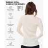 100% Merino Wool Base Layer Women – Thermal Merino Wool Shirt Women(V: 190 Creamy)