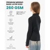 100% Merino Wool Kids Long Sleeve Turtleneck, Midweight Thermal Base Layer(260 Charcoal Grey)