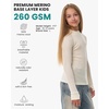100% Merino Wool Kids Long Sleeve Turtleneck, Midweight Thermal Base Layer(260 Natural White)