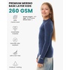 100% Merino Wool Kids Long Sleeve Turtleneck, Midweight Thermal Base Layer(260 Navy)