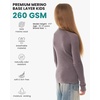 100% Merino Wool Kids Long Sleeve Turtleneck, Midweight Thermal Base Layer(260 Perfect Grey)