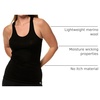 100% Merino Wool Tank Top Women – Active Sleeveless Undershirt Base Layer(R: Black)
