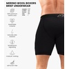 100% Merino Wool Underwear Mens – 1-2 Pack Boxer Briefs for Men 17.5um(1 Pack – 190 Black Coal)