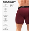 100% Merino Wool Underwear Mens – 1-2 Pack Boxer Briefs for Men 17.5um(1 Pack – 190 Burgundy)