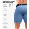 100% Merino Wool Underwear Mens – 1-2 Pack Boxer Briefs for Men 17.5um(1 Pack – 190 Deep Blue)