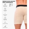 100% Merino Wool Underwear Mens – 1-2 Pack Boxer Briefs for Men 17.5um(1 Pack – 190 Oatmeal)