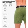 100% Merino Wool Underwear Mens – 1-2 Pack Boxer Briefs for Men 17.5um(1 Pack – 190 Olive Green)