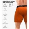 100% Merino Wool Underwear Mens – 1-2 Pack Boxer Briefs for Men 17.5um(1 Pack – 190 Rusty Orange)