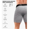100% Merino Wool Underwear Mens – 1-2 Pack Boxer Briefs for Men 17.5um(2 Pack – 190 Heathered Grey)