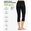 Merino Wool Base Layer Women Pants – Thermal Leggings for Women Long Johns(200 Black 3/4)