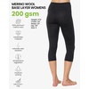 Merino Wool Base Layer Women Pants – Thermal Leggings for Women Long Johns(200 Charcoal 3/4)